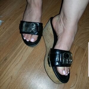COACH WOMEN'S SANDALS BLACK Pre-owned